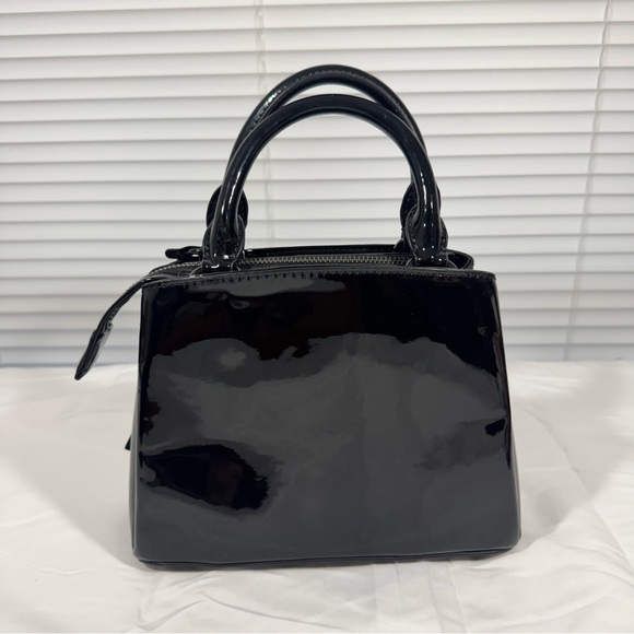 DKNY Black Patent Leather Mini Tote Bag Purse Y2K 90s Revival Night Out Ready - Picture 2 of 3